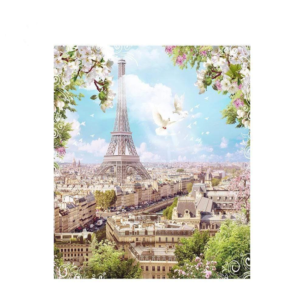 Allenjoy Spring Backdrop Eiffel Tower Paris Town Landscape Background for Photoshoot - Allenjoystudio