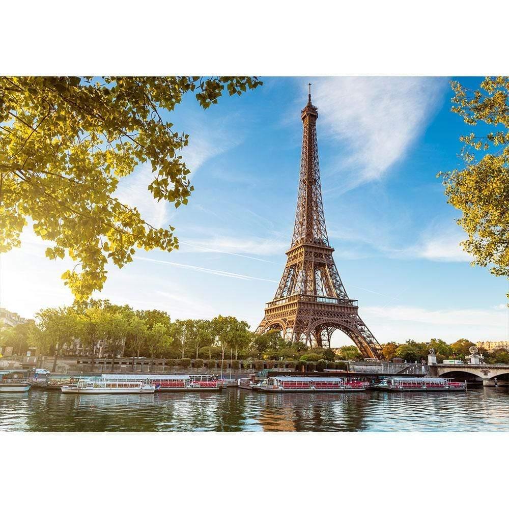 Allenjoy Spring Backdrop Lake Paris Eiffel Tower in Sunshine Journey Commemorative Photo - Allenjoystudio