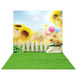 Allenjoy Spring Sunflower Fence Balloon Painted Background - Allenjoystudio