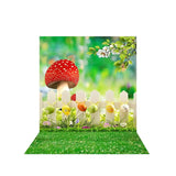 Allenjoy Easter Backdrop Mushroom Grass Fence for Baby Shower