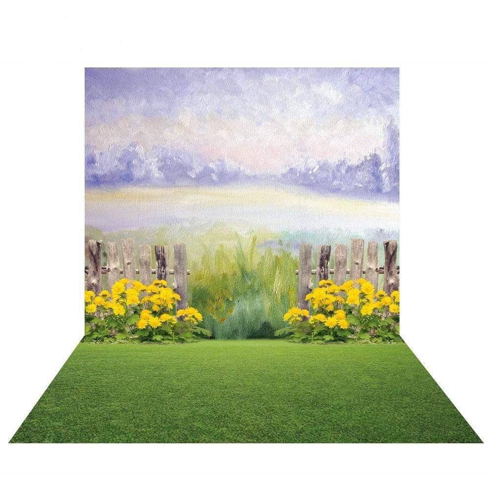Allenjoy Spring Painted Daisy Wooden Fence for Easter - Allenjoystudio
