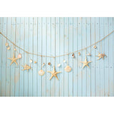 Allenjoy Starfish and the Shells Light Blue Wood Backdrop