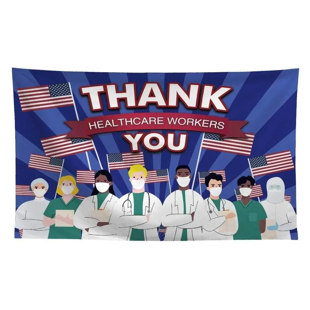 Allenjoy Stripes Backdrop Doc Nurse American Flag Thank You Healthcare Workers Banner - Allenjoystudio