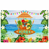 Allenjoy Summer Aloha Luau Party Sea Wooden Backdrop