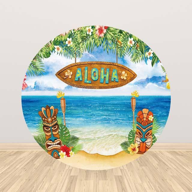 Allenjoy Summer Aloha Luau Round Backdrop - Allenjoystudio