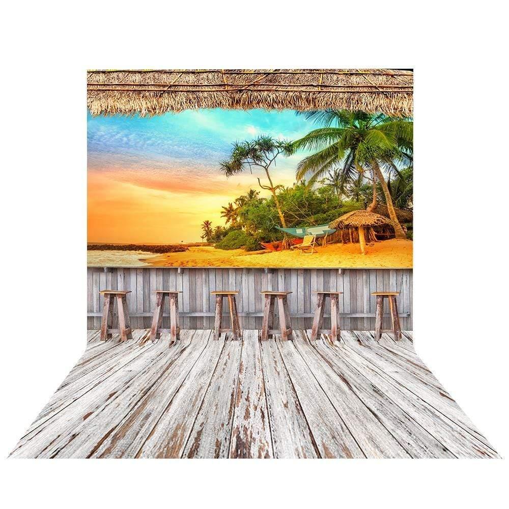 Allenjoy Summer Beach Sunset Coconut Tree Hawaiian Backdrop - Allenjoystudio