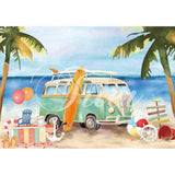 Allenjoy Summer Hand Painted Backdrop Sand Beach Cocount Tree for Vacation Photobooth