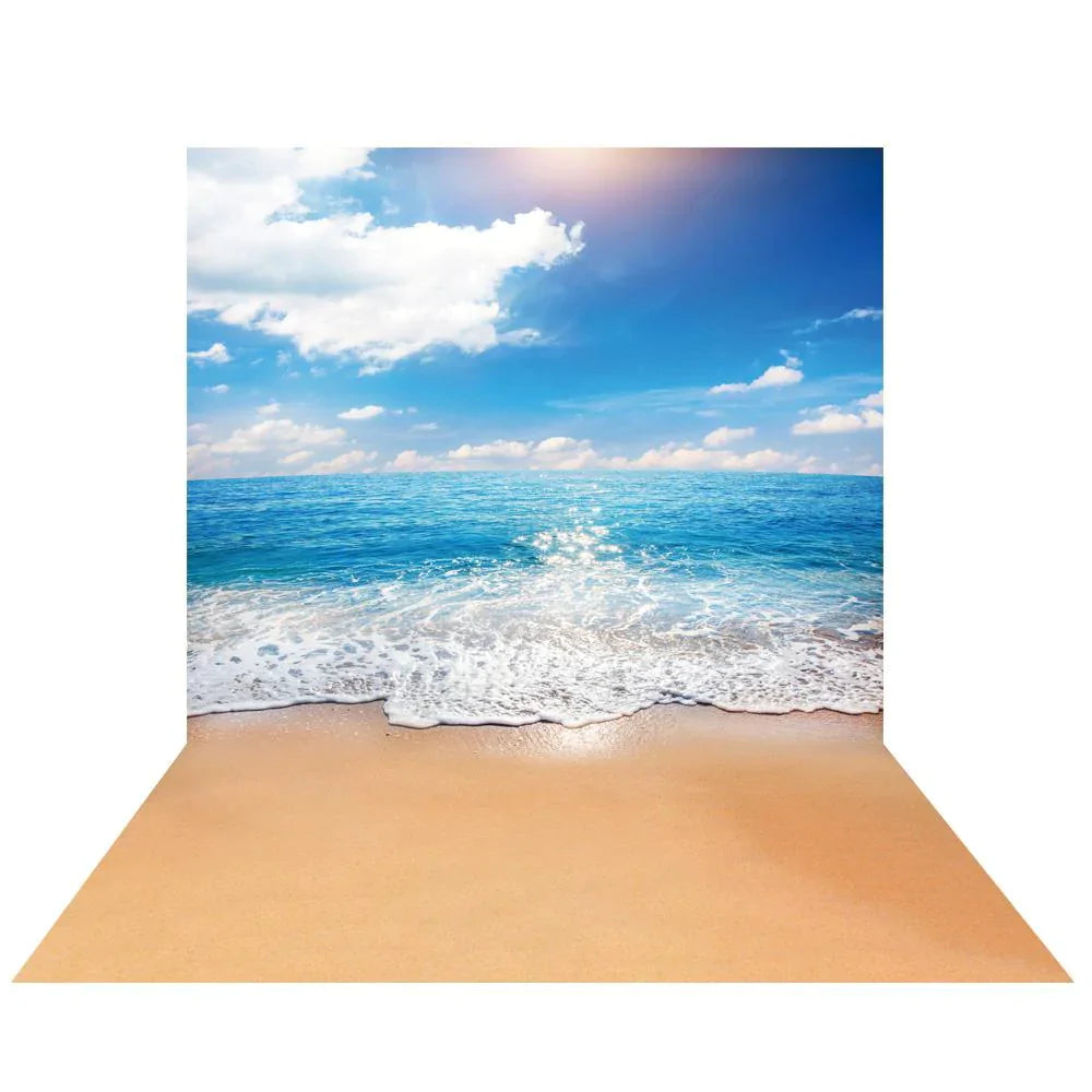 Allenjoy Summer Sandy Beach Ocean Waves Blue Sky Hawaii Backdrop - Allenjoystudio