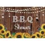 Allenjoy Sunflower Lights BBQ Wooden Backdrop for Baby Shower