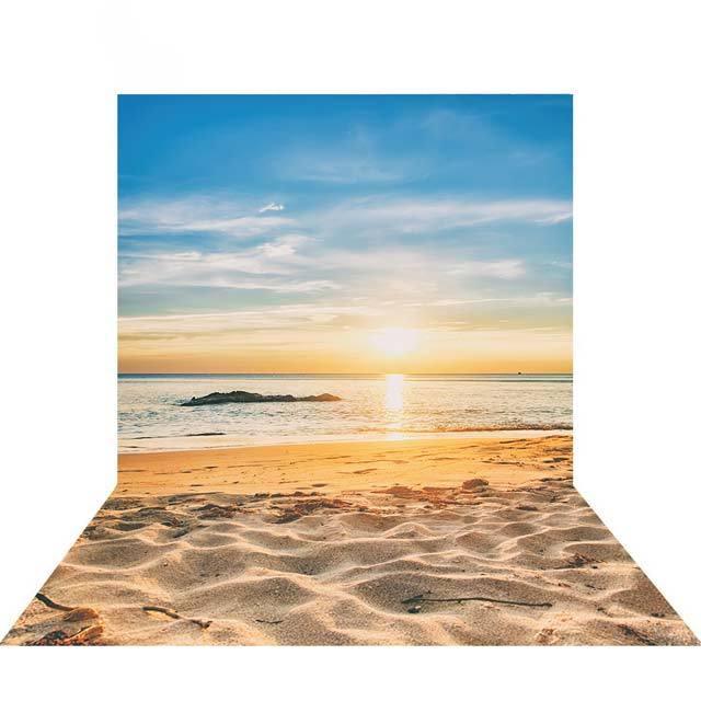 Allenjoy Sunset Blue Sky Sandy Beach Backdrop - Allenjoystudio