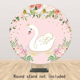 Allenjoy Swan Floral Pink Round Backdrop - Allenjoystudio