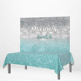 Allenjoy Sweet 16th Birthday Blue Sparkling Backdrops Bokeh Tablecloth - Allenjoystudio