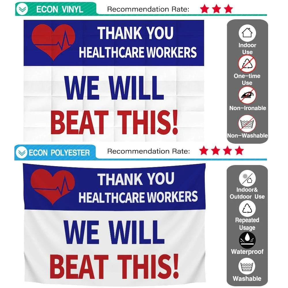 Allenjoy Thank you Healthcare Workers Heroes We Will Beat This Garden Sign Banners - Allenjoystudio