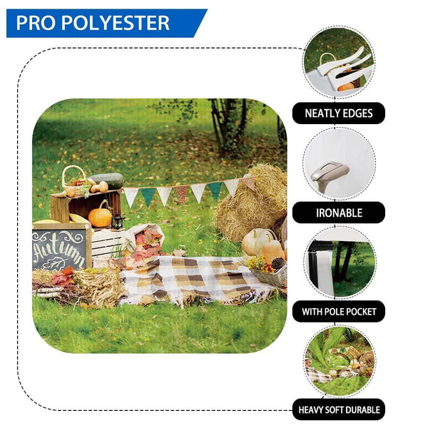Allenjoy Thanksgiving Day Natural Autumn Picnic Haystack Backdrop ...