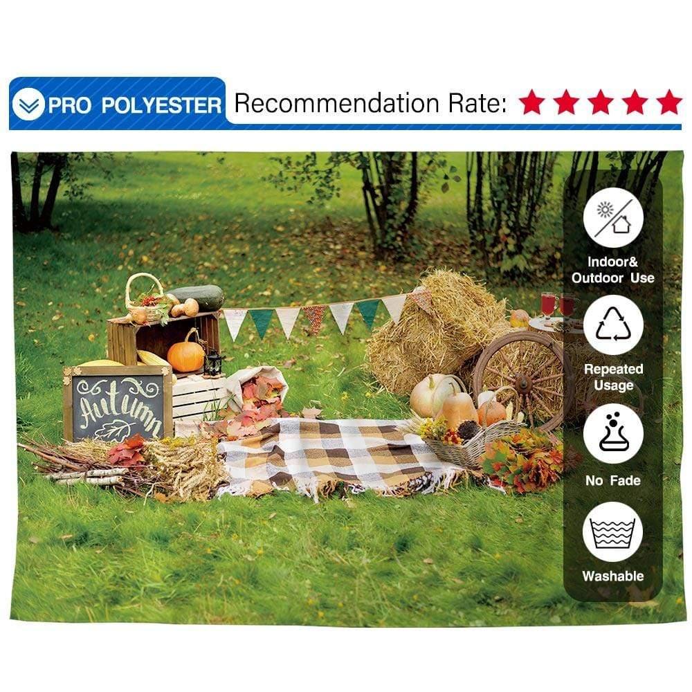 Allenjoy Thanksgiving Day Natural Autumn Picnic Haystack Backdrop ...