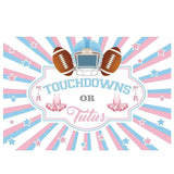 Allenjoy Touchdowns or Tutus Gender Reveal Pink and Blue Stripes Backdrop