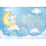 Allenjoy Twinkle twinkle Little Star Elephant Sit on the Moon Backdrop