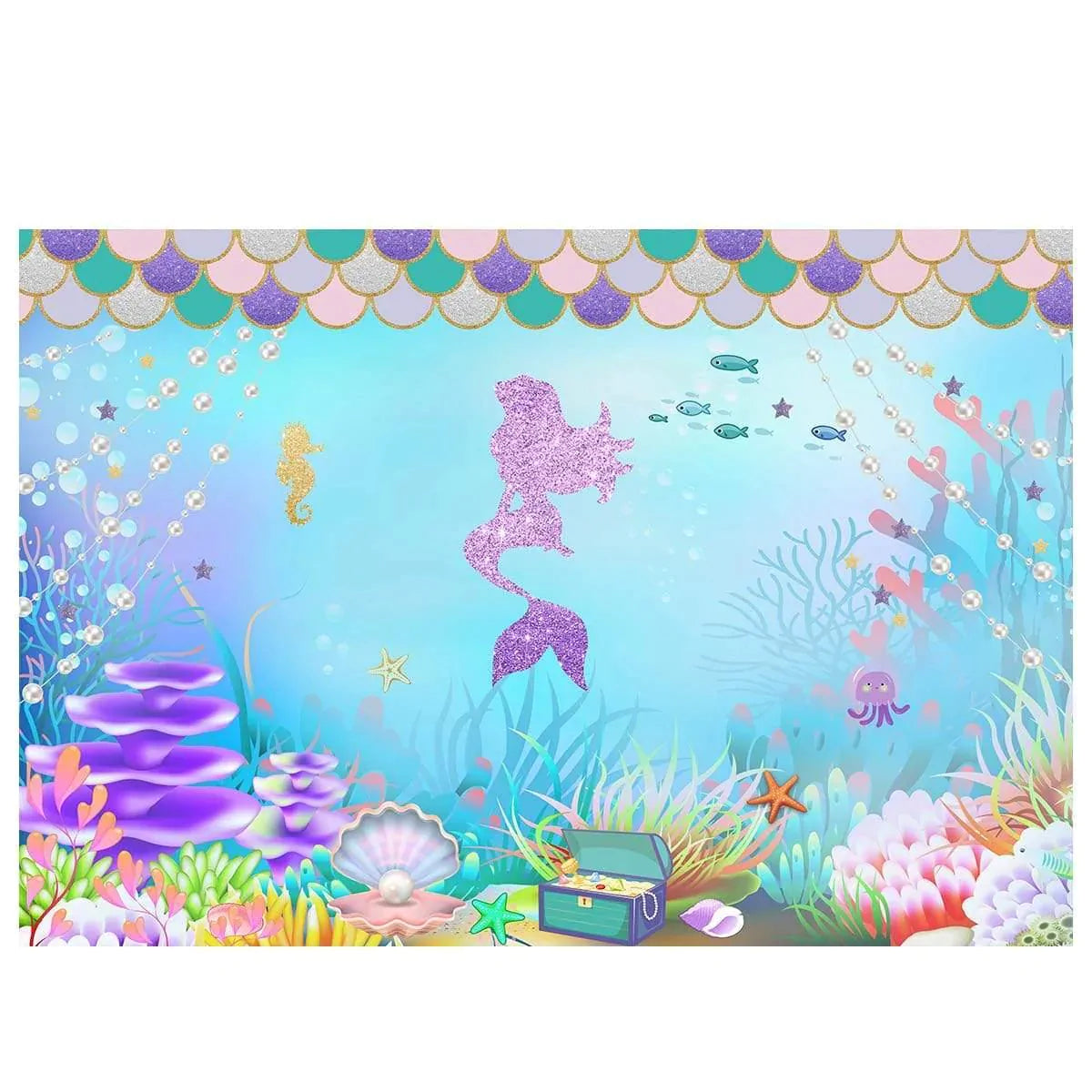 Allenjoy Under The Sea Little Mermaid Backdrop Birthday Party - Allenjoystudio