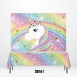 Allenjoy Unicorn Rainbow Colorful Banner Tablecloth