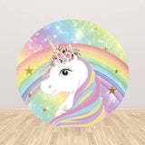 Allenjoy Unicorn Round Backdrop Cylinder Cover for Birthday Party