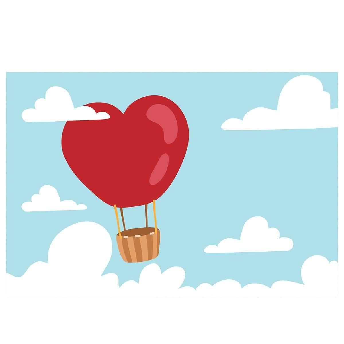 Allenjoy Valentine Day Backdrop with Red Heart Hot Air Balloon Photography - Allenjoystudio
