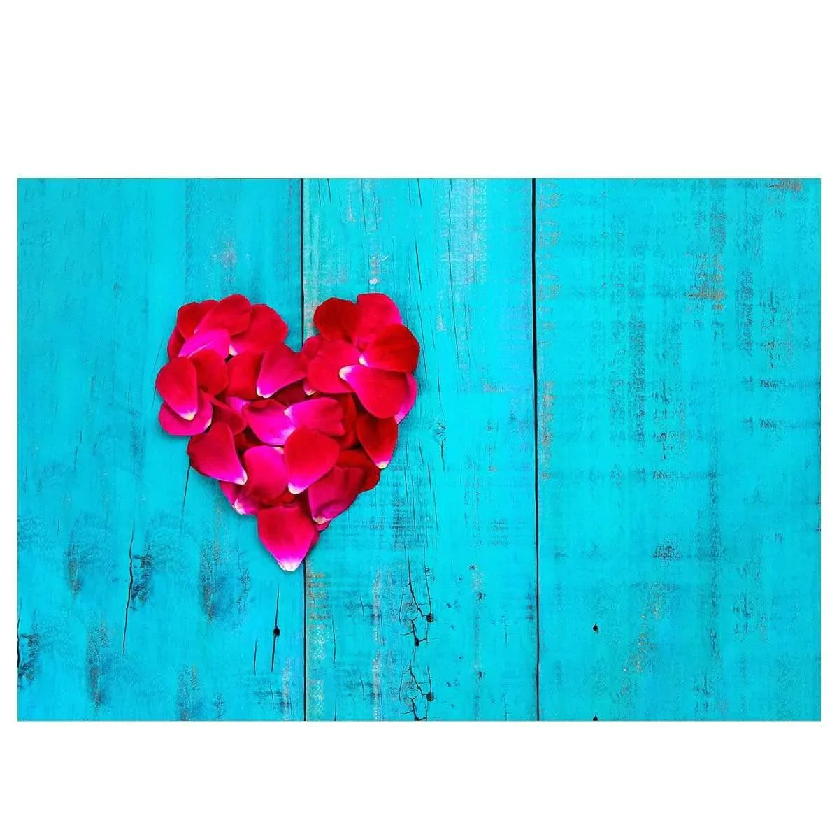 Allenjoy Valentine Day ose Heart Blue Wooden Wall for Photography - Allenjoystudio