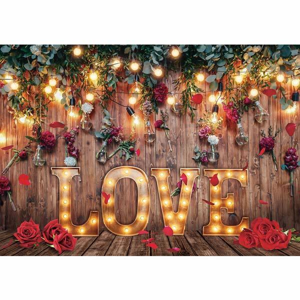 Allenjoy Valentine Wooden Backdrop Love Rose for Wedding - Allenjoystudio