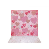 Allenjoy Valentine Pink Heart Love Backdrop with White Wood Floor