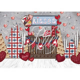 Allenjoy Valentine's Day Kissig Booth Backdrop Hand-Painted Wooden Floor