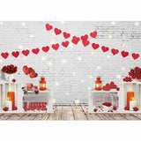 Allenjoy Valentine's Day Photography Backdrop Rustic White Brick Wall