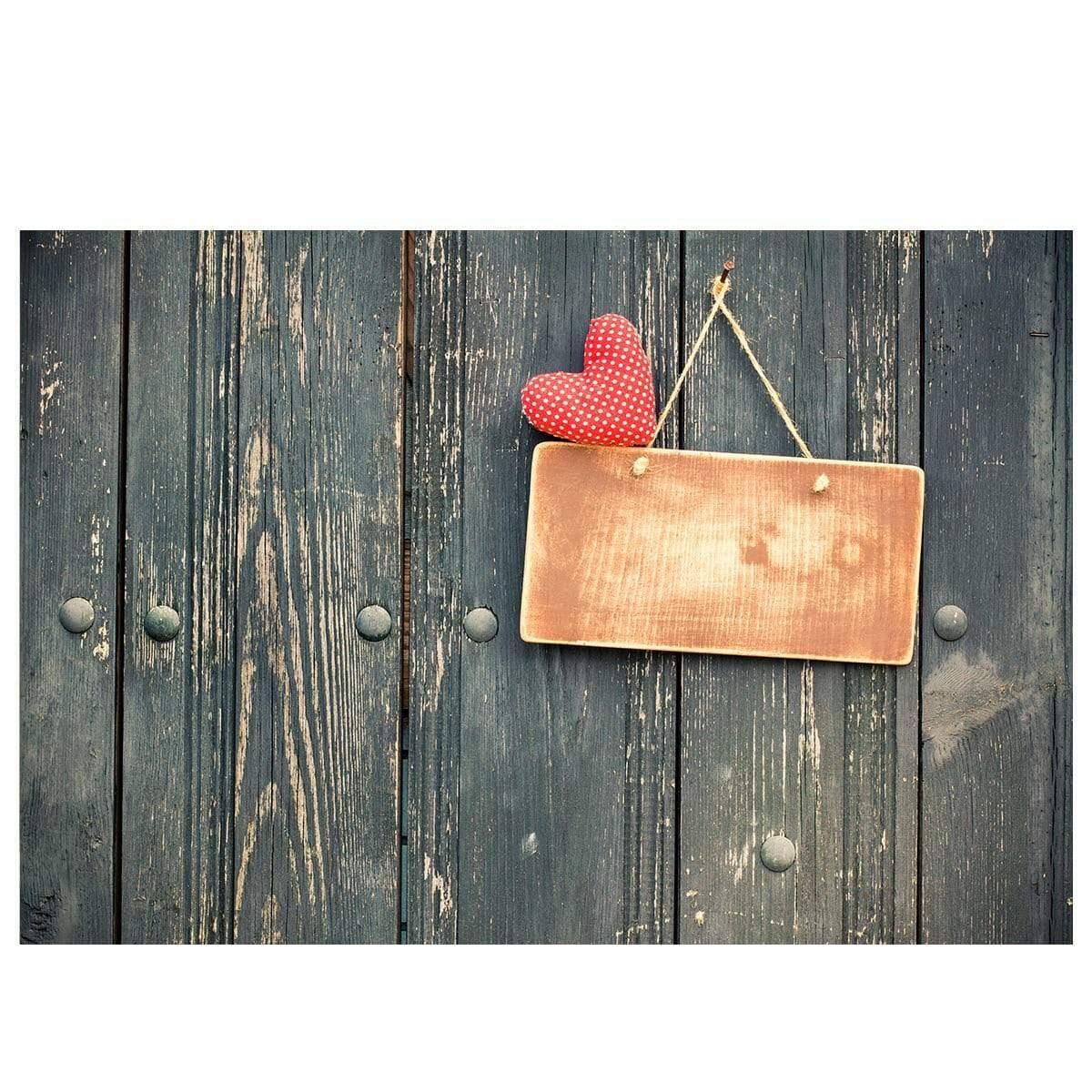 Allenjoy Valentine Wood Backdrop With Red Heart Doorplate - Allenjoystudio
