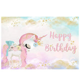 Allenjoy Watercolor Cutie Unicorn Birthday Backdrop