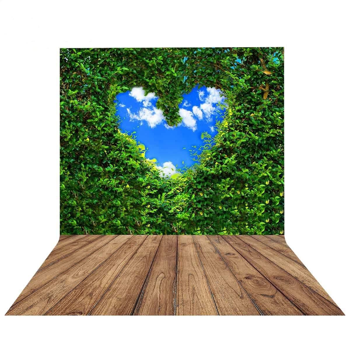 Allenjoy Wedding Valentine Green Tree Heart Sky Cloud  Backdrop - Allenjoystudio