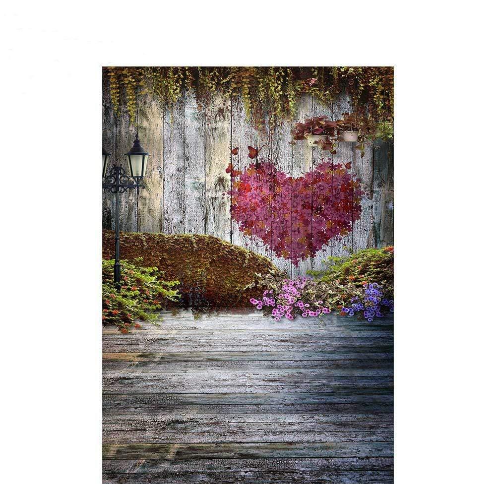 Allenjoy Flower Love Heart Wedding Wood Backdrop - Allenjoystudio