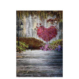 Allenjoy Flower Love Heart Wedding Wood Backdrop