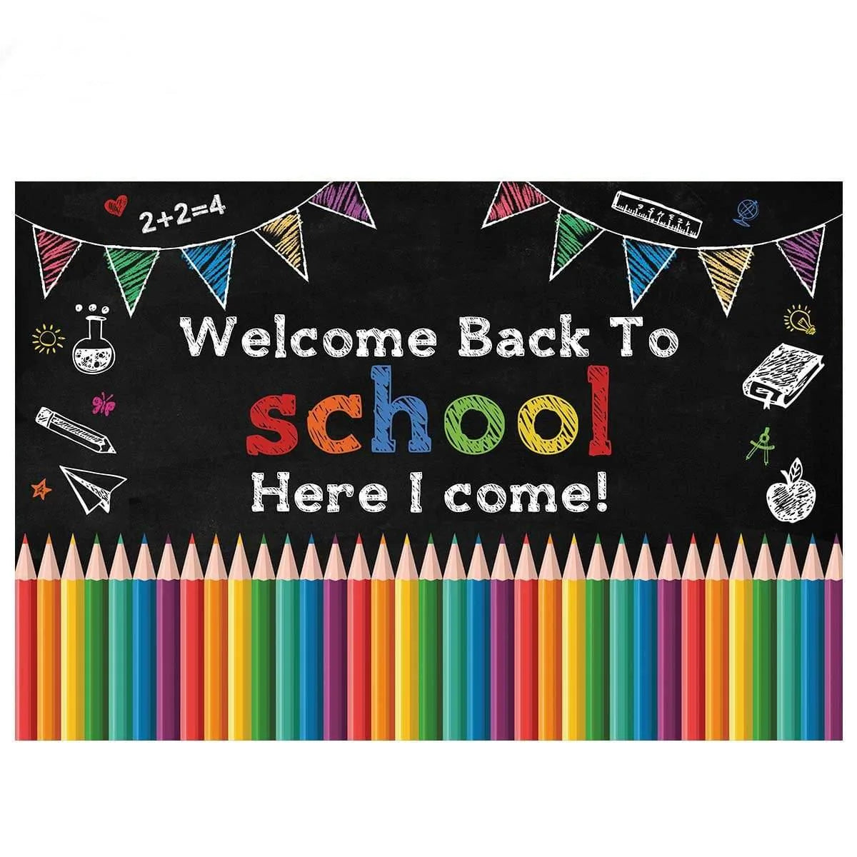 Allenjoy Welcome Back To School Here I come Colorful Pencil Backdrop - Allenjoystudio