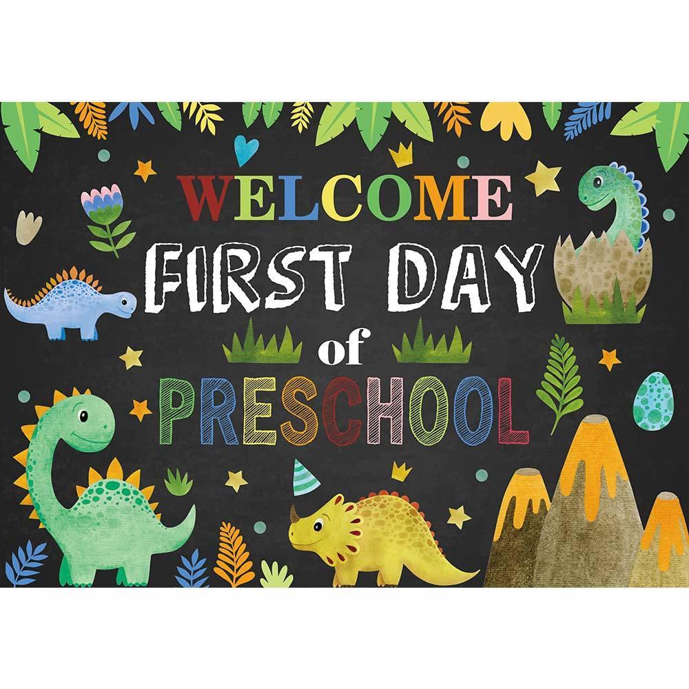 Allenjoy Welcome Dinosaur First Day of Preschool Backdrop - Allenjoystudio