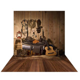 Allenjoy Western Cowboy Guitar Hat Wooden Backdrop