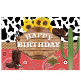 Allenjoy Cowboy Cactus Sunflower Wooden Birthday Sign Backdrop