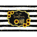 Allenjoy White and Black Stripes Sunflower 1st Birthday Backdrop - Allenjoystudio