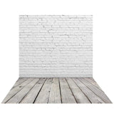 Allenjoy White Brick Wall Gray Wooden Valentine Backdrop