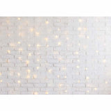 Allenjoy White Brick Wall with Golden Bokeh Backdrop