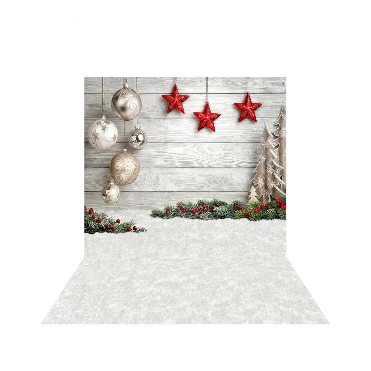 Allenjoy White Wood Xmas Christmas Snow Floor Backdrop - Allenjoystudio