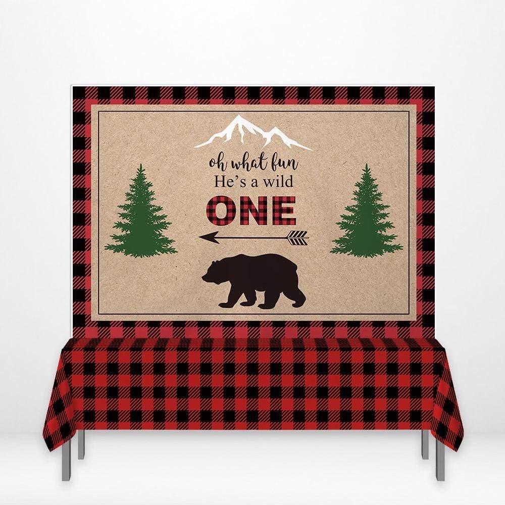Allenjoy Wild One 1st First Birthday Lumberjack Banner Tablecloth - Allenjoystudio