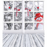 Allenjoy Window Backdrop Snowman Snow Wood Floor Winter Background for Christmas - Allenjoystudio