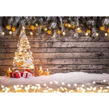 Allenjoy Sweet Warm Christmas Tree Gift Snow Wooden Backdrop