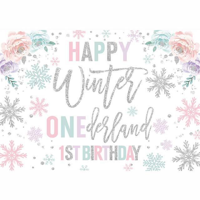 Allenjoy Winter Onederland Snowflake Birthday Backdrop - Allenjoystudio