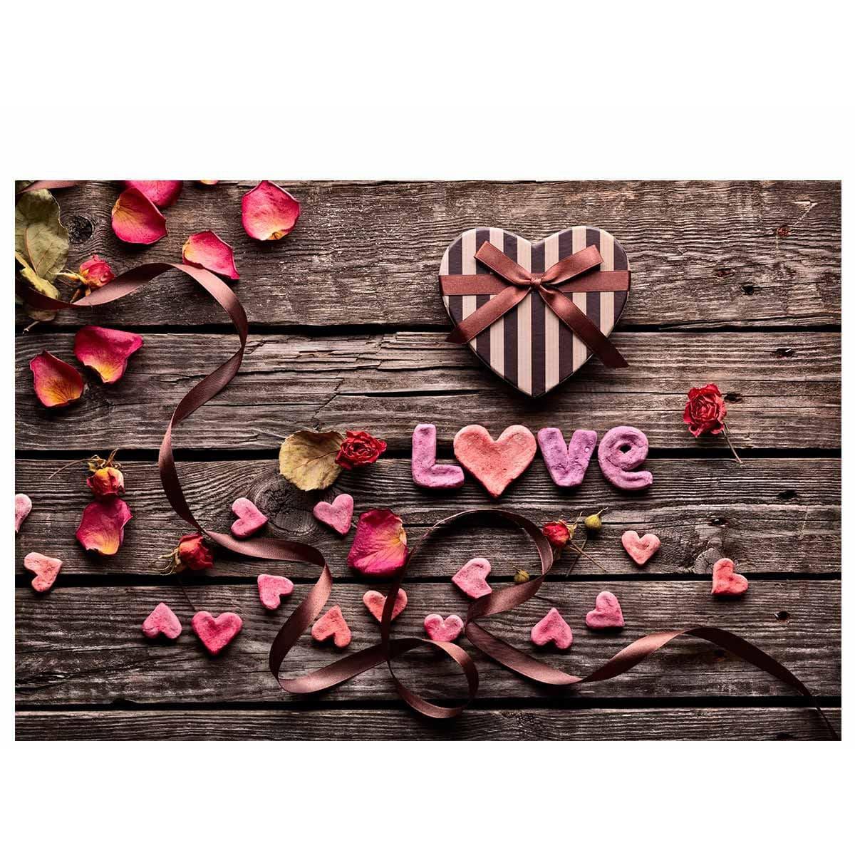 Allenjoy Valentines Day Love Rose Gift Box Chocolate Wood Backdrop - Allenjoystudio
