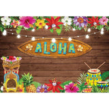 Allenjoy Wooden Backdrop for Summer Aloha Party