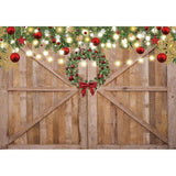Allenjoy Wooden Door Christmas Xmas Flower Ring Light Sparling Backdrop